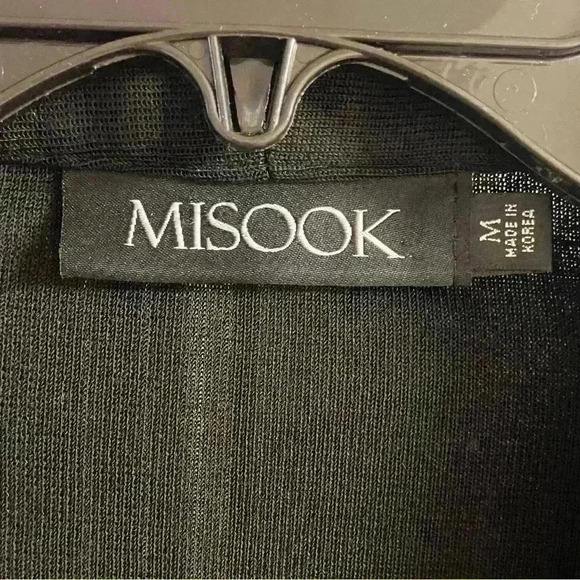 Misook sweater cardigan blazer black one button front faux pockets Medium - Picture 6 of 7